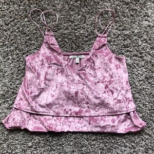 Velvet double spaghetti strap half top